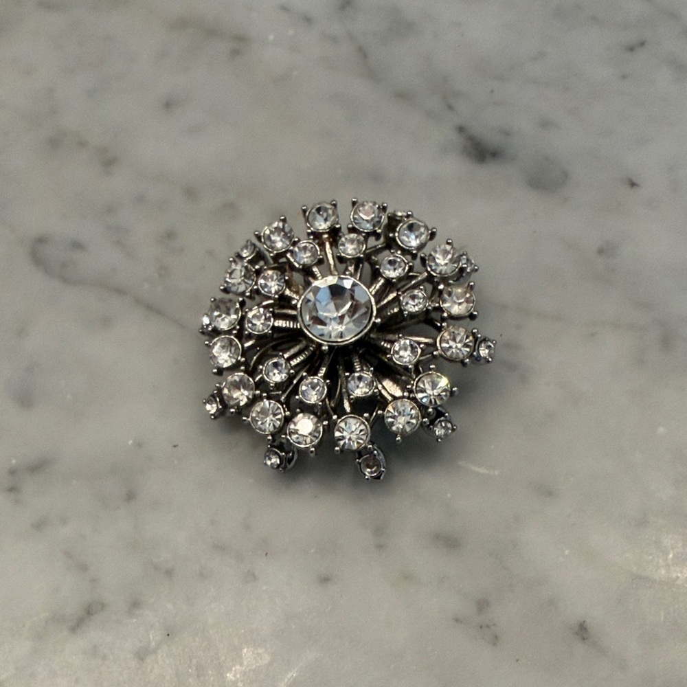 Elegant Silver Crystal Brooch